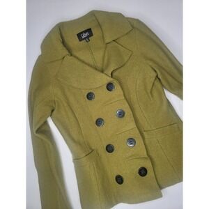 Luii 100% Wool Pea Coat Jacket Women's Small Green Double Breasted